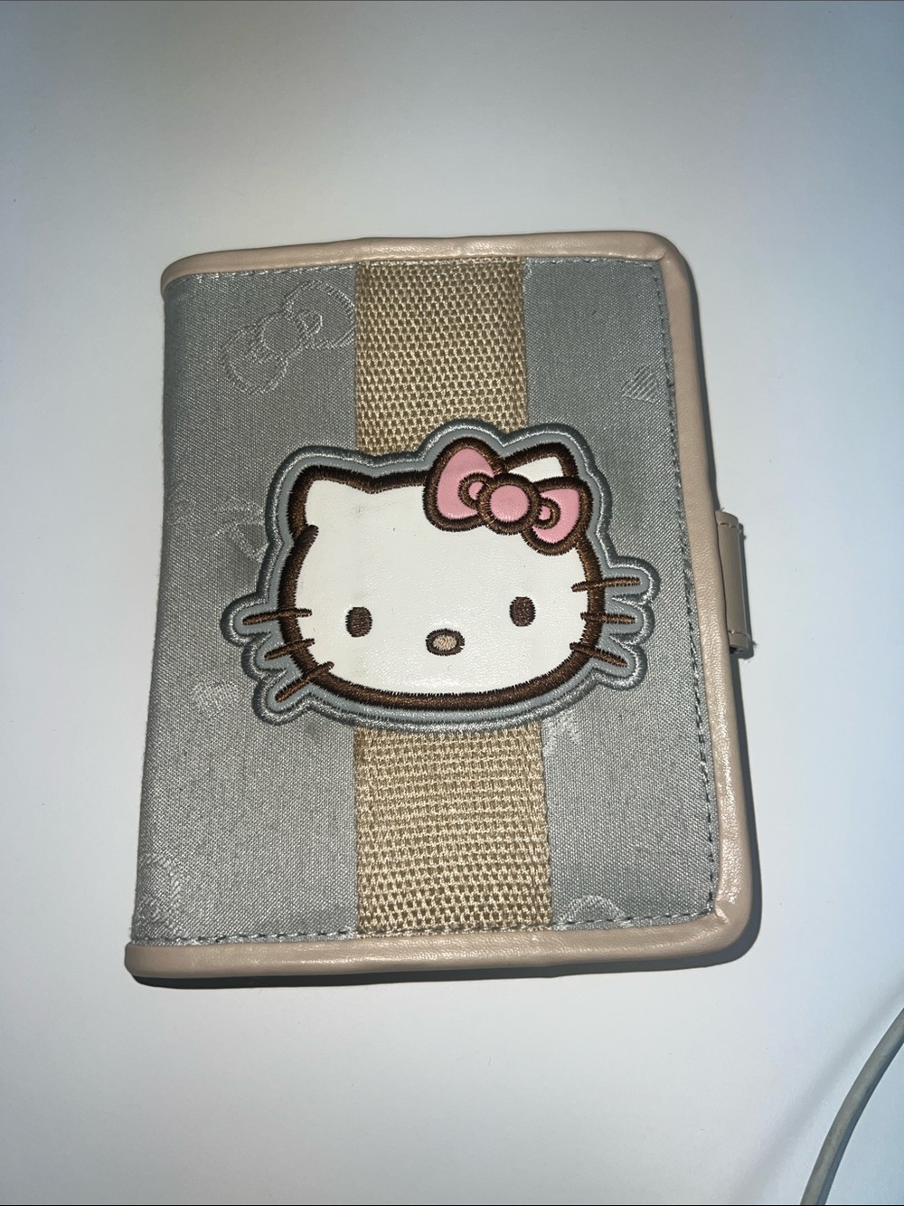 Hello Kitty Gray and Pink Kids Card Wallet with Beige Accent
